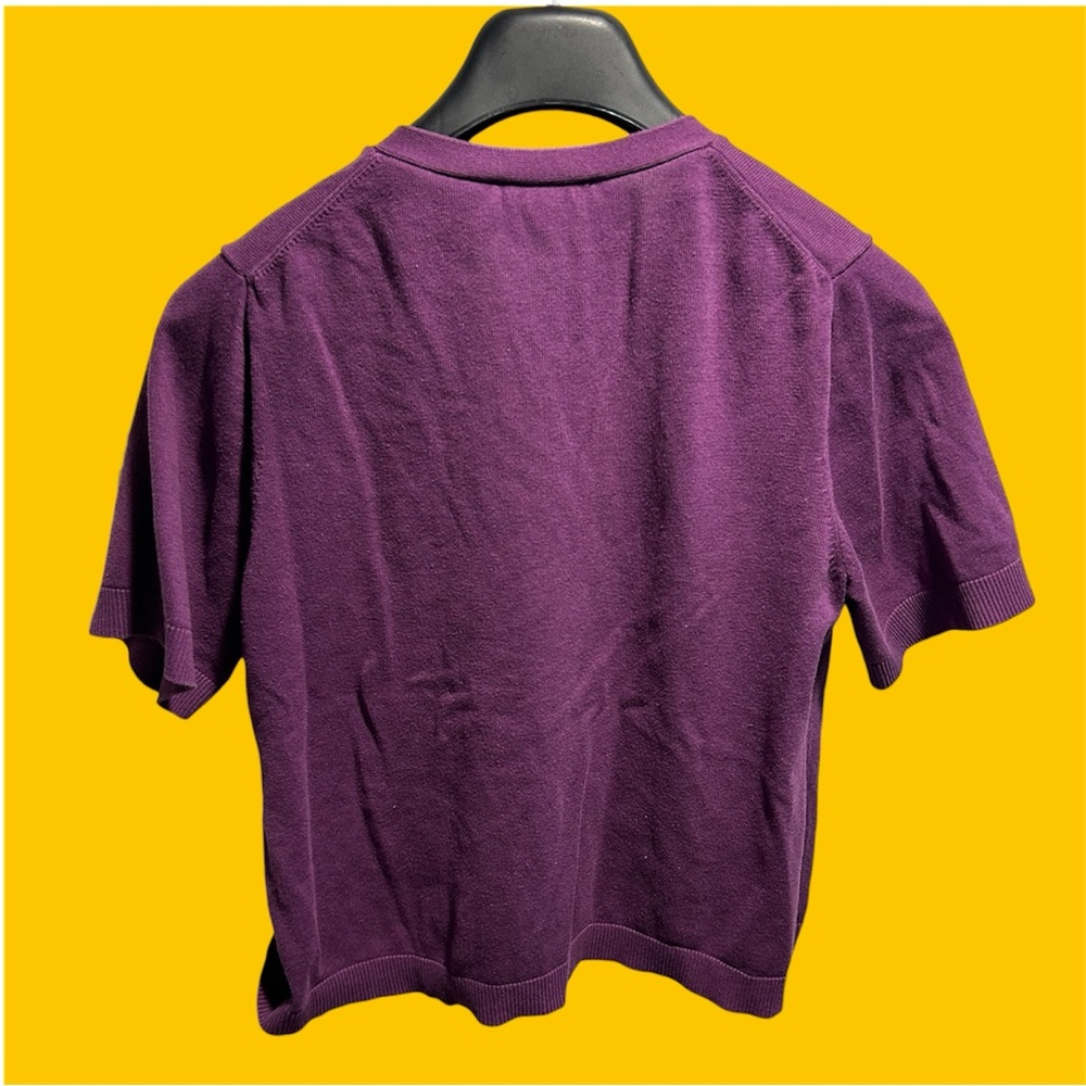 Coldwater Creek Sweater Shirt Short Sleeve Purple Cardigan Blouse - Picture 5 of 8